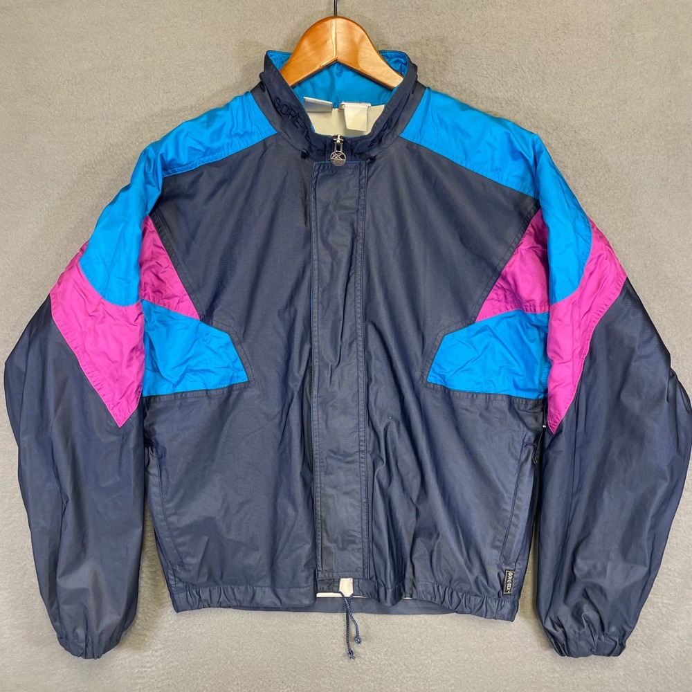 Vintage ASICS Gore-Tex Colorblock Ski Jacket Windbreaker Blue Pink Men's M